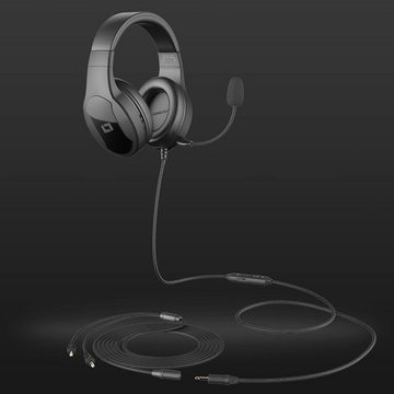 Lioncast LX25 Gaming-Headset (Geschlossener Stereo-Sound über dem Ohr, Stereo Gaming Headset abnehmbares Mikrofon Kopfhörer mit AUX Kabel)