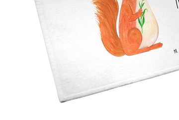 Mr. & Mrs. Panda Handtuch Eichhörnchen Blume - Weiß - Geschenk, Gästetuch, Kinder Handtuch, Mot, (1-St), Allseitig umsäumt