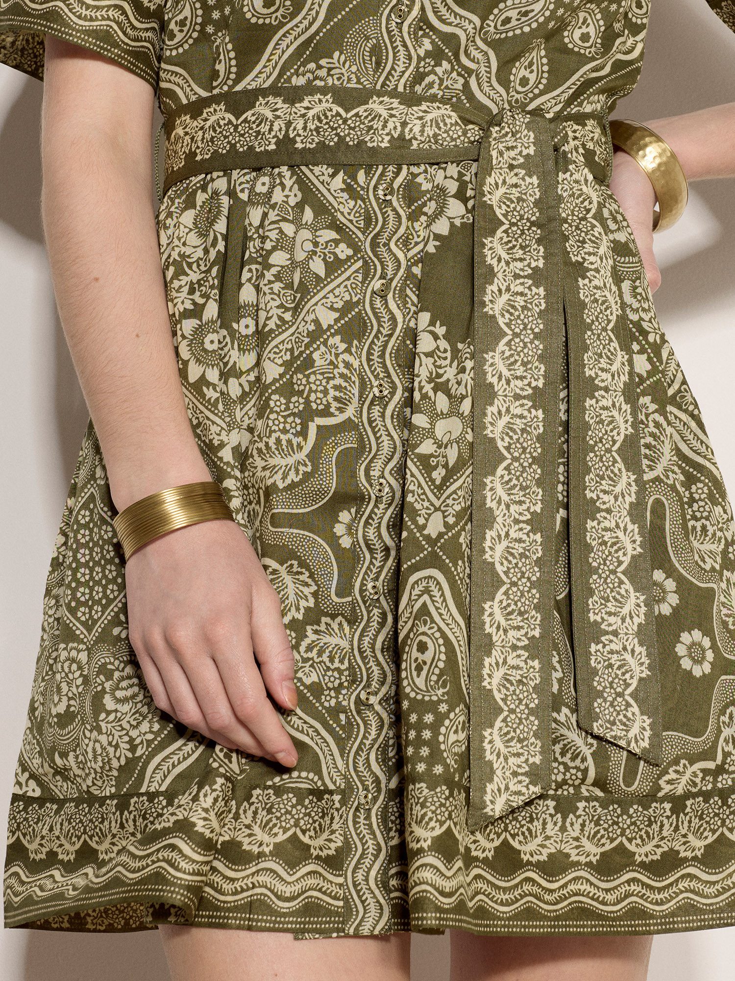 Apricot Minikleid Schalprintkleid in kurzer Länge Druck