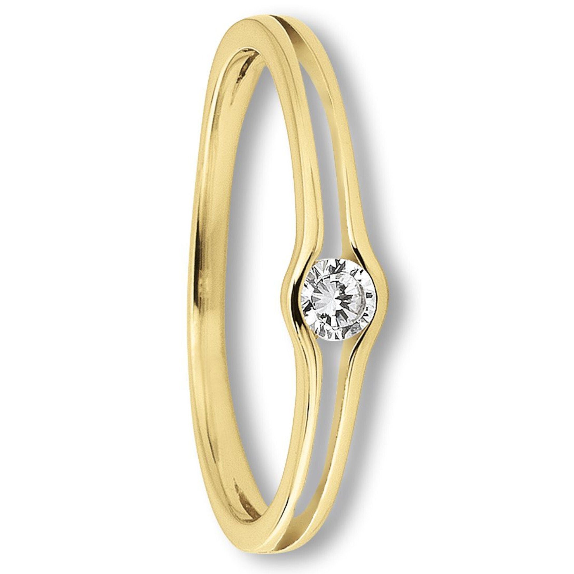 ONE ELEMENT Goldring Zirkonia Ring aus 333 Gelbgold, Kleines Statement – persönlich, stilvoll, alltagstauglich