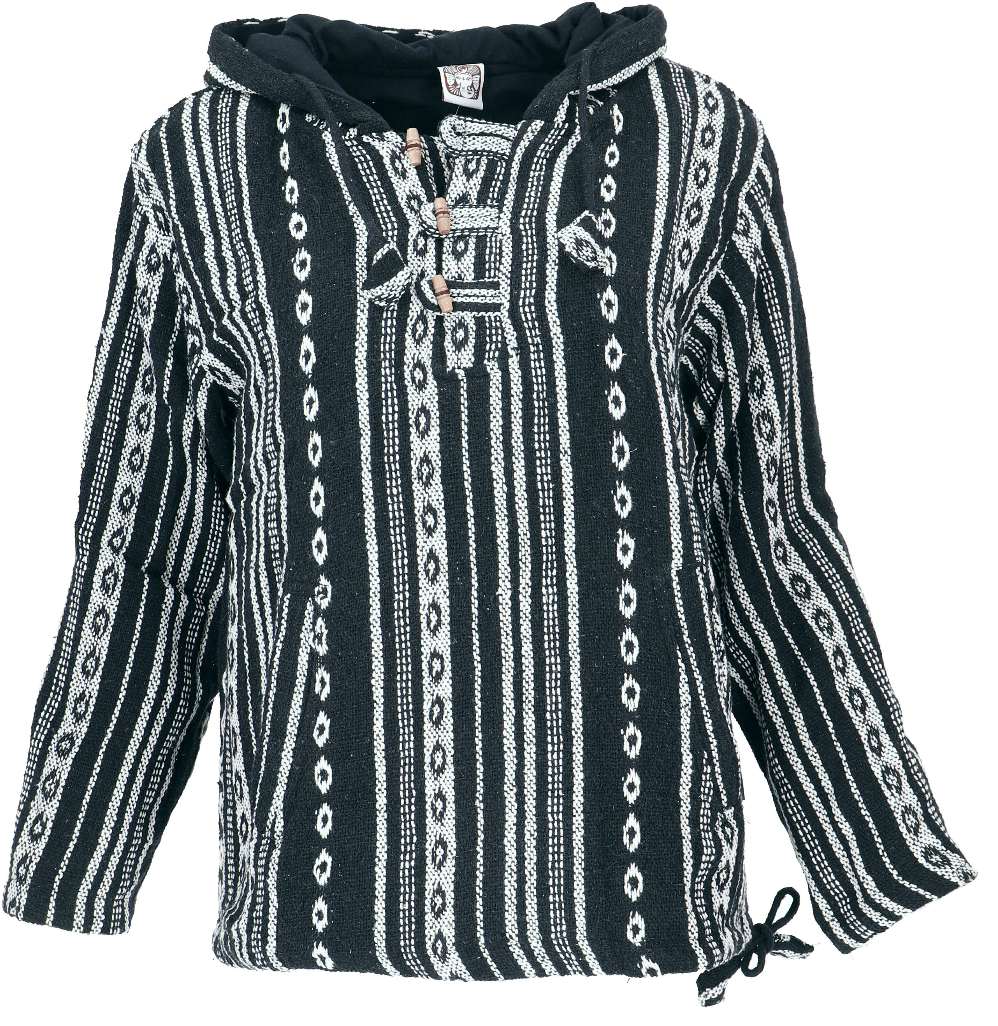 Guru-Shop Sweater Goa Kapuzenshirt, Baja Hoodie, Boho Style.. Ethno Style, alternative Bekleidung, Hippie