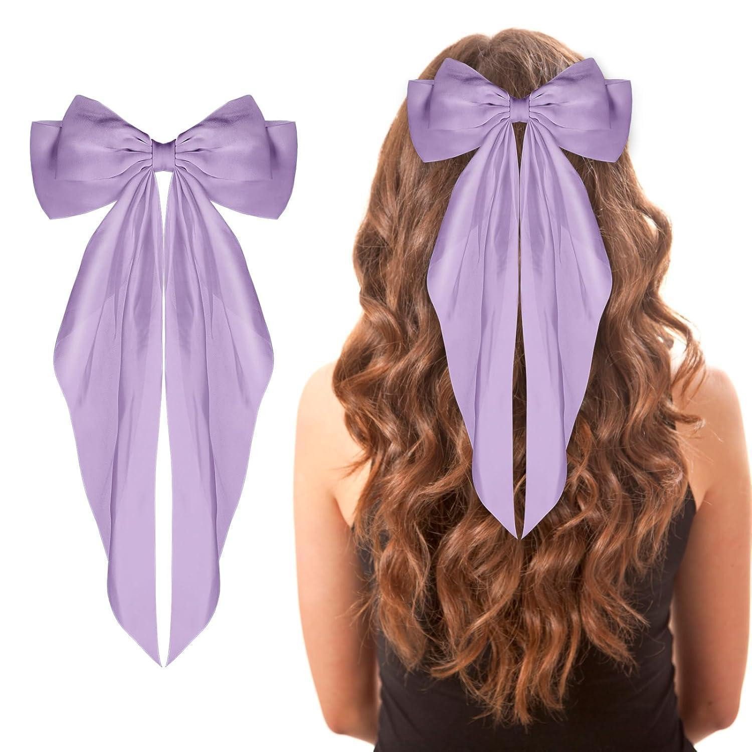LuxusKollektion Haarspange Haarspangen Schleife Satin Metall Bogenknoten Clips Lila