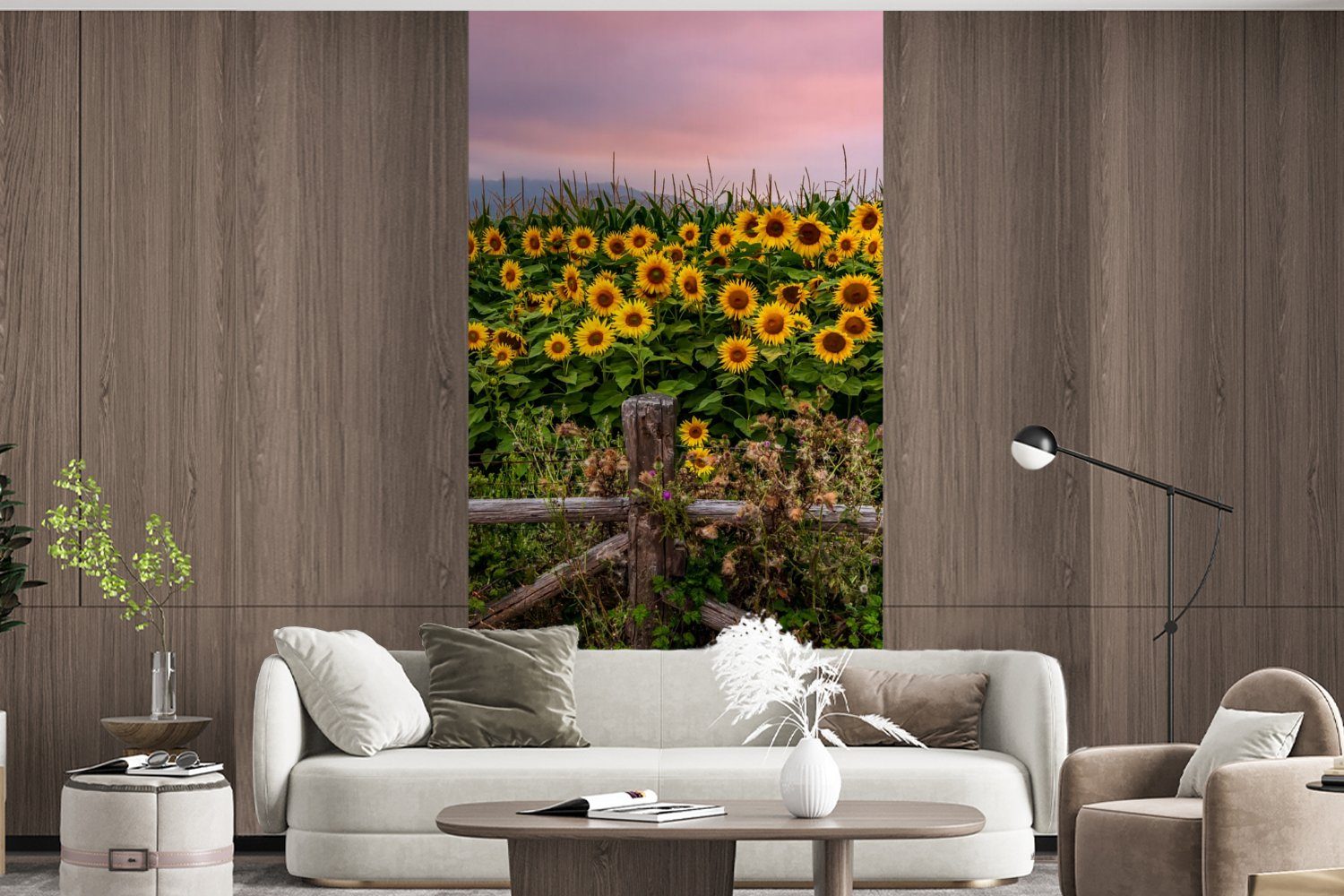 MuchoWow Fototapete Sonnenblume Schlafzimmer Pflanzen, Küche, St), Vliestapete bedruckt, (2 - Matt, Wohnzimmer - Blumen Fototapete für