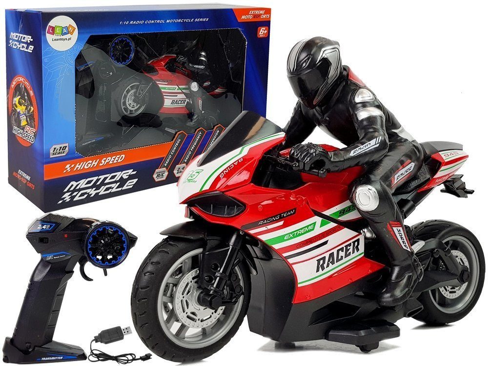 Wisam RC-Auto Sportmotorrad 2.4G Ferngesteuerter Racer Reichweite 35m Rot