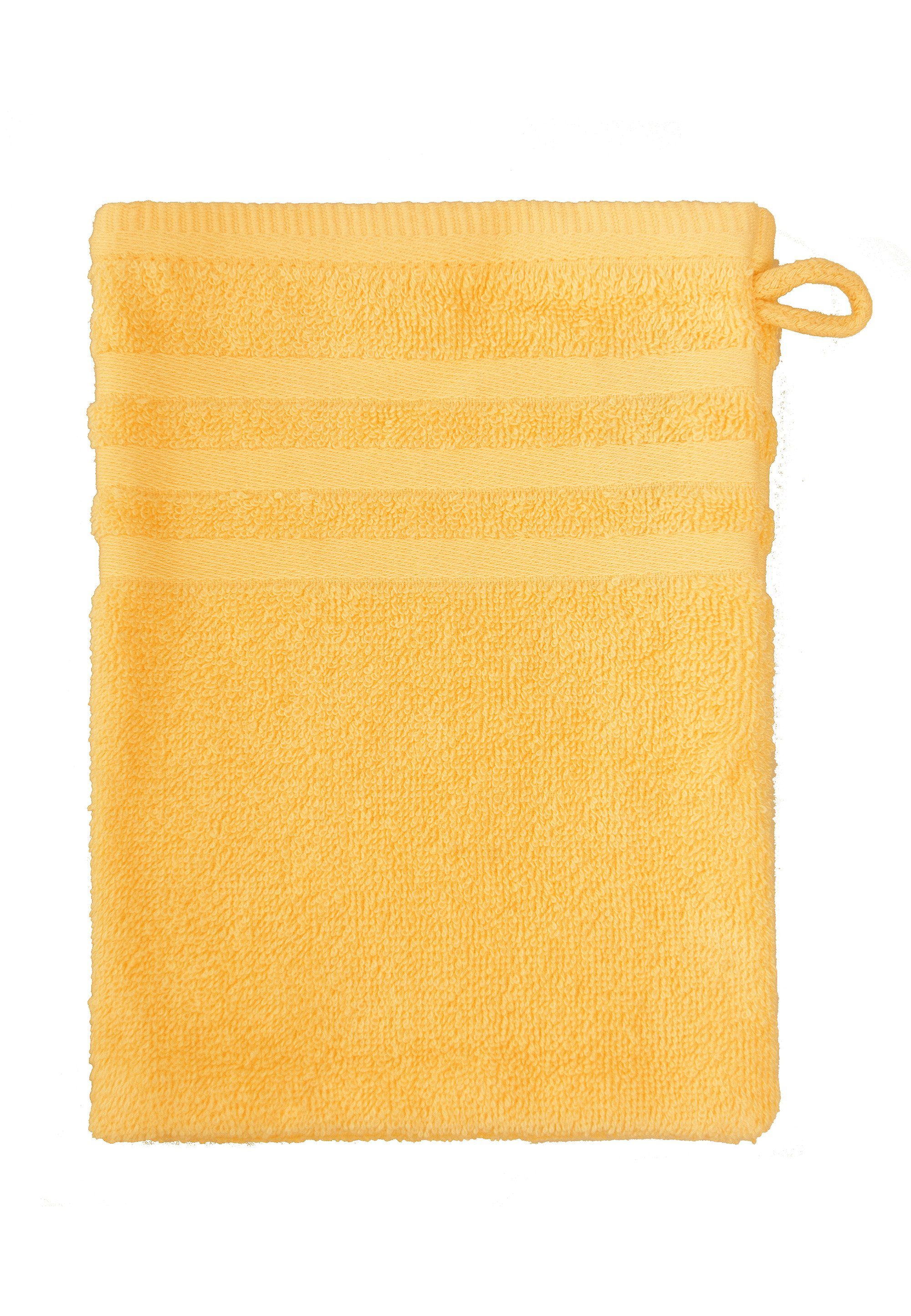 grace grand spa Waschlappen (3-tlg), im 3er-Pack mit Streifen-Bordüre gelb