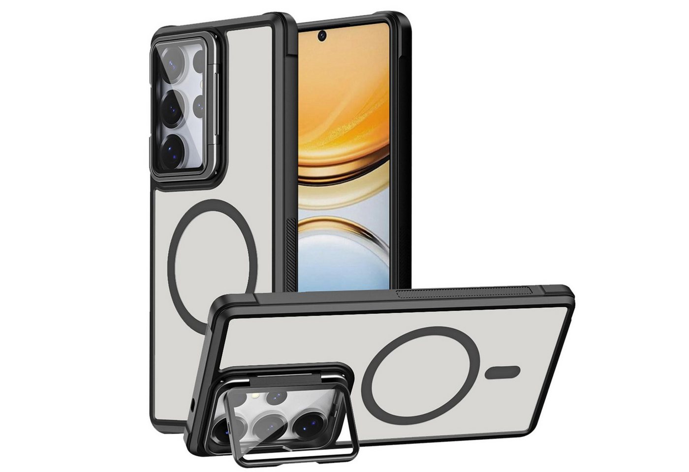 CoolGadget Handyhülle Hybrid CAM Handy Hülle für Samsung Galaxy S26 Ultra 6,9 Zoll, Kameraschutzglas klappbar Schutzhülle Metallring für Magsafe Zubehör