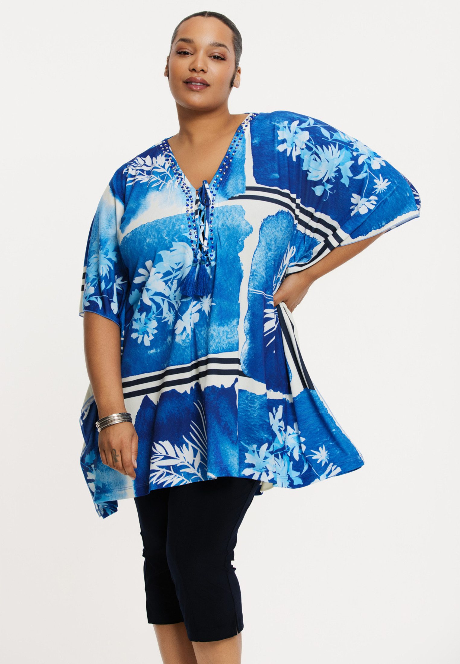 YOEK Shirttop Damen Kaftan mit Druck