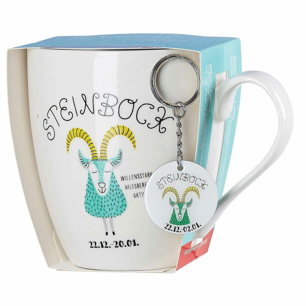 Ritzenhoff & Breker Becher Astro Steinbock, 1-tlg., Porzellan, mit Schlüsselanhänger