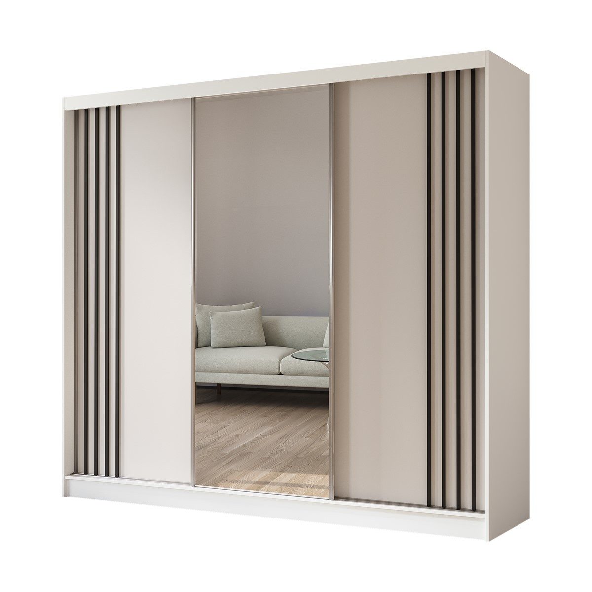 Compleo Kleiderschrank mit Spiegel MALTA Schwebetürenschrank günstig online kaufen