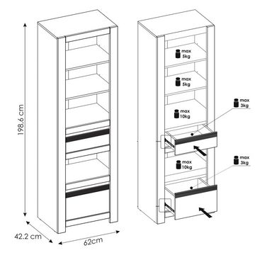 Lomadox Wohnzimmer-Set NAVA-129, (Mega-Spar-Set, 2-St., 2-tlg), Wohnmöbel Wohnzimmerschränke Regal Sideboard weiß