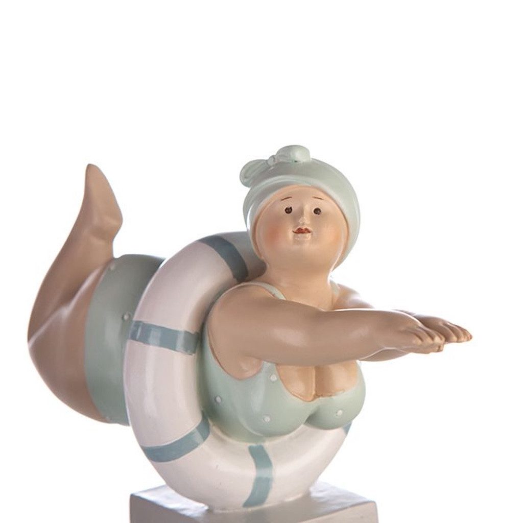 GILDE Dekofigur 2er Set Figur Tante Elli in Rot & Mint mit Rettungsring Badedamen (2 St)