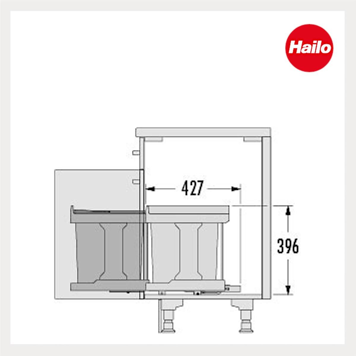 Hailo Einbaumülleimer Hailo Abfallsammler 3635001 AS Swing Solo manual 20 Liter, für Schrankbreite ab 300 mm mit Drehtür – Bild 3 von 5