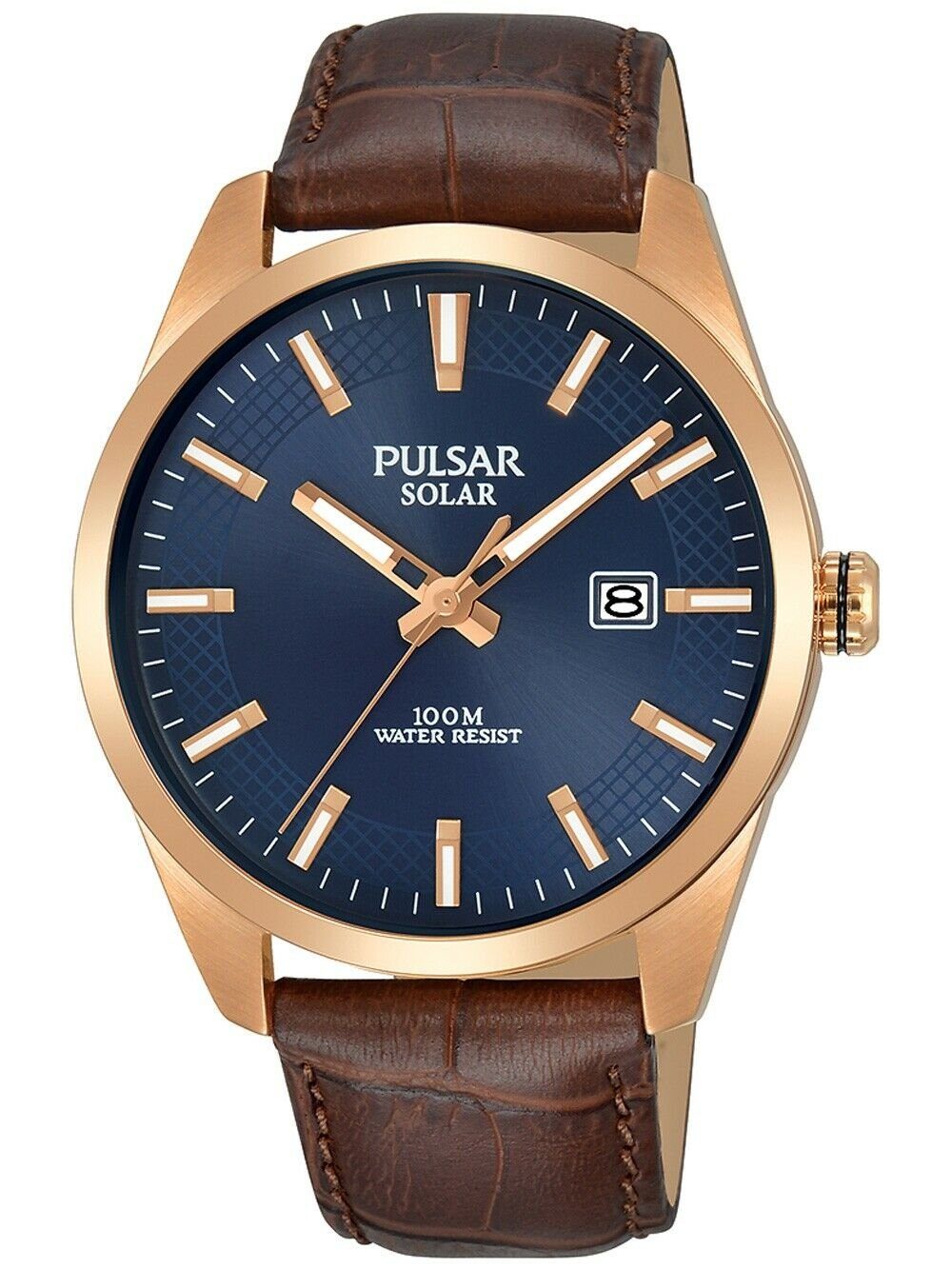 Pulsar Solaruhr Pulsar Herren Analog Solar Uhr mit Leder Armband Mineralglas PX3186X1