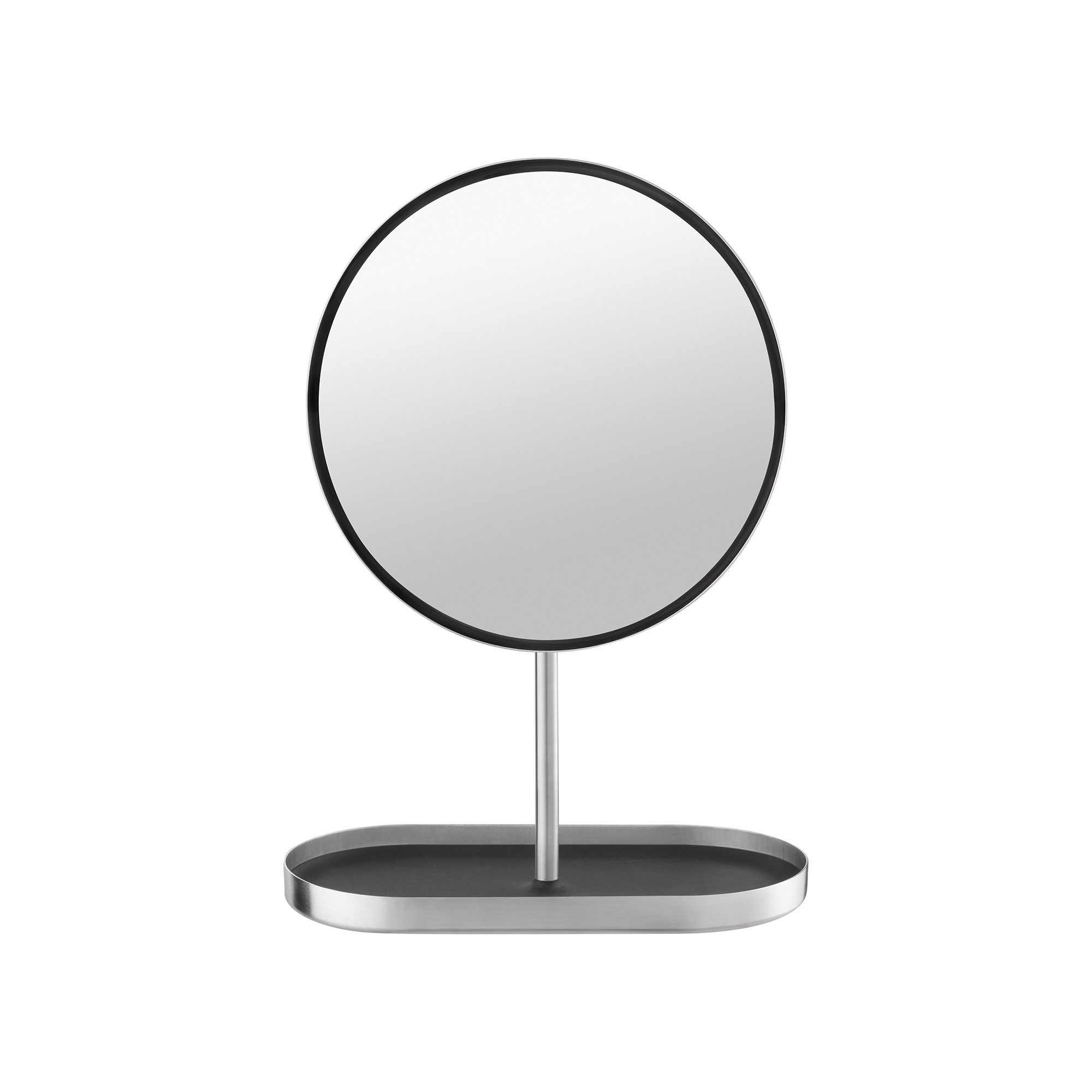blomus Kosmetikspiegel -MODO- Designer Schminkspiegel: Tägliche Routine mit luxuriösem Touch, Elegant, Designerstück, Titanbeschichtung, 5-fach Zoom, Edelstahl, Robust