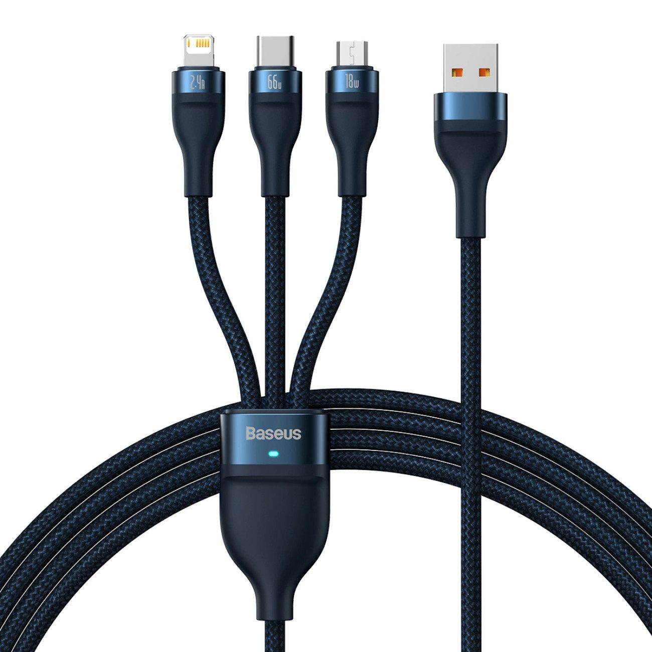 Baseus Flash Series II USB-Kabel, USB-C, Micro-USB, Lightning (120 cm), 3-in-1 Kabel USB-A auf USB-C/Micro-USB/Lightning, 66W Schnellladung