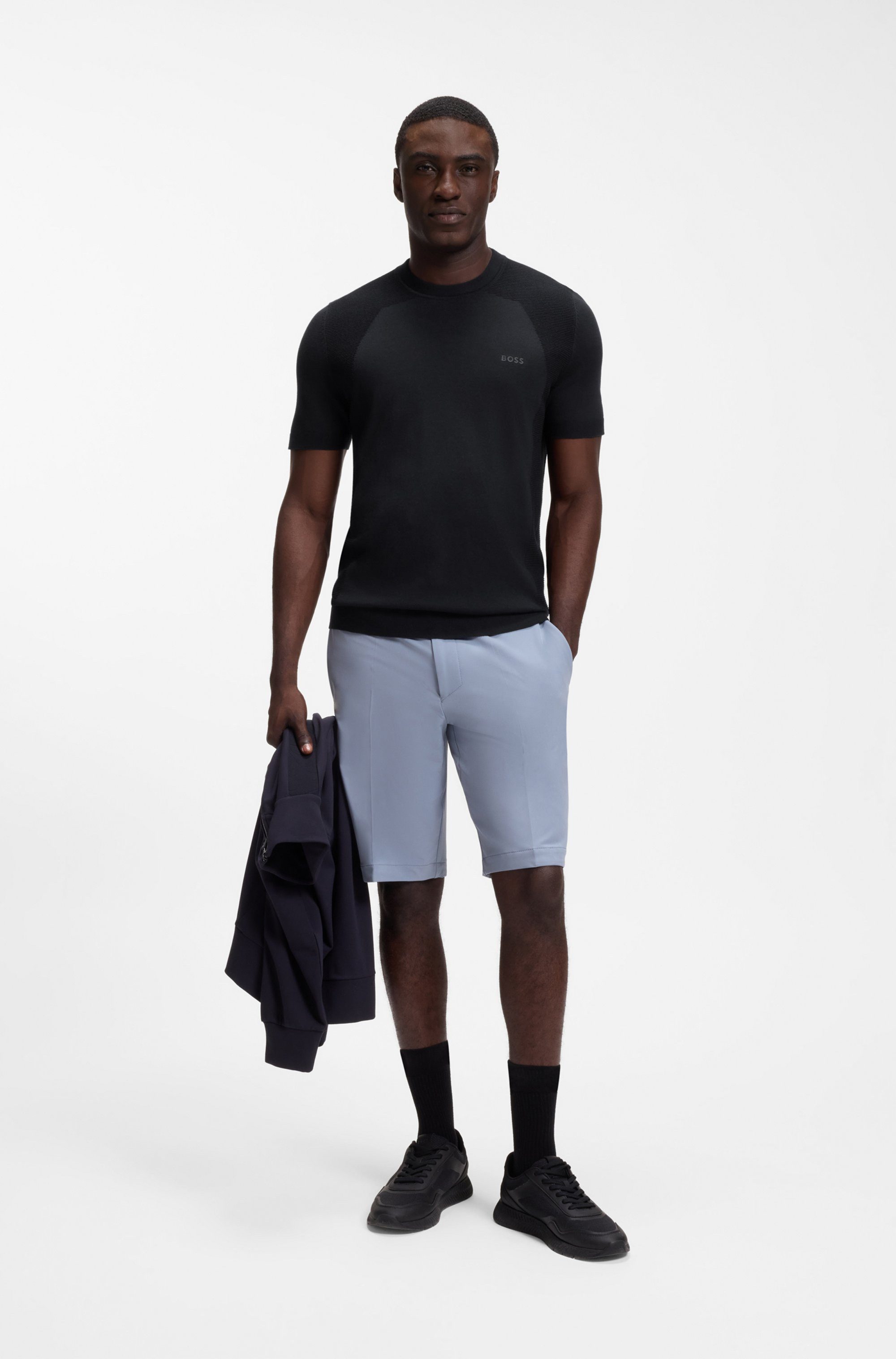 BOSS GREEN Kurzarmpullover KN_Momentum-Lite TS Kurzarm, Regular Fit, Baumwollmischung