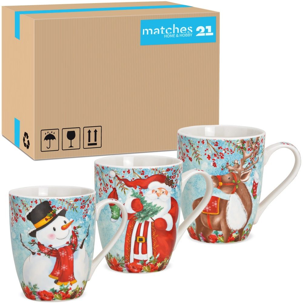 Tasse Weihnachtstassen 36er Set Rentier Schneemann Nikolaus