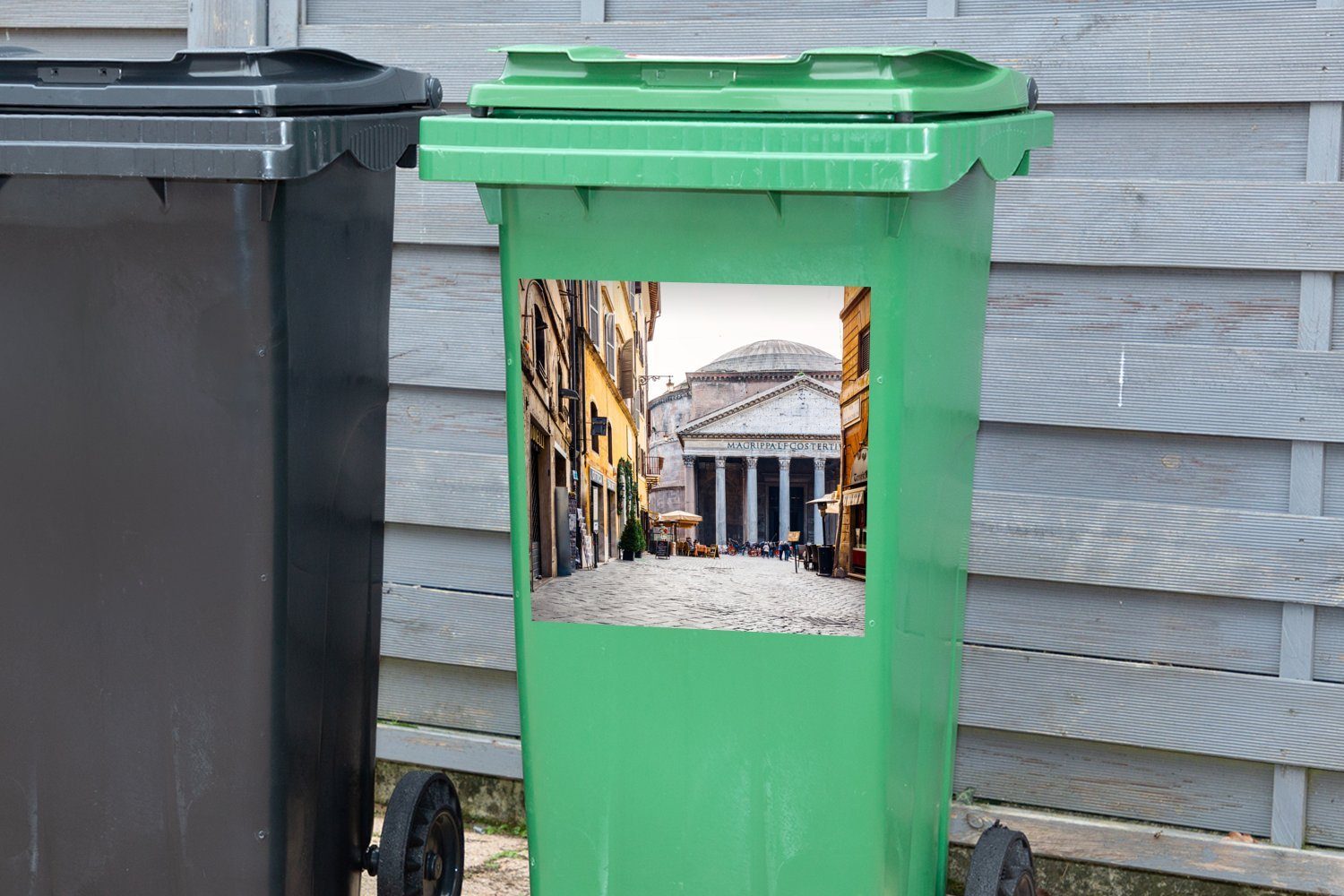 Container, Abfalbehälter Mülleimer-aufkleber, MuchoWow alten Rom Mülltonne, (1 Sticker, Wandsticker St), im Gasse