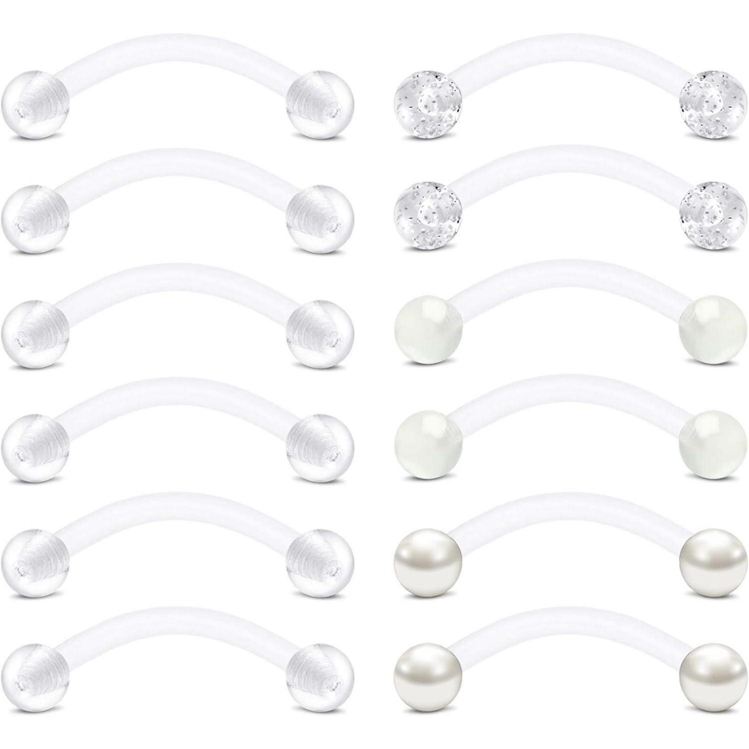 Briana Williams Piercing-Set Bioflex Zungenpiercing Set Acryl 14G 12/14/16/18mm Piercing Schmuck