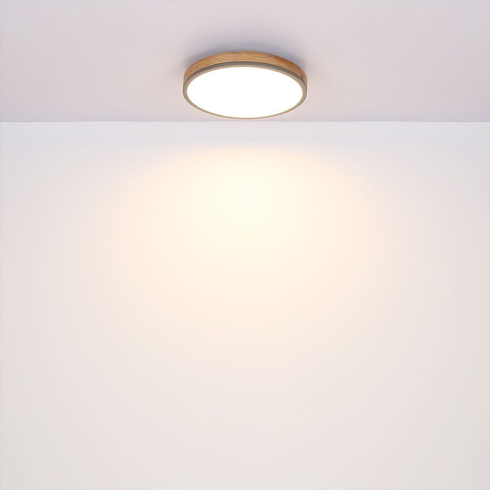 Holzoptik dimmbar LED mit CCT verbaut, LED-Leuchtmittel Deckenleuchte, Globo Deckenlampe Tageslichtweiß, Warmweiß, Deckenleuchte LED Kaltweiß, fest Neutralweiß, Fernbedienung