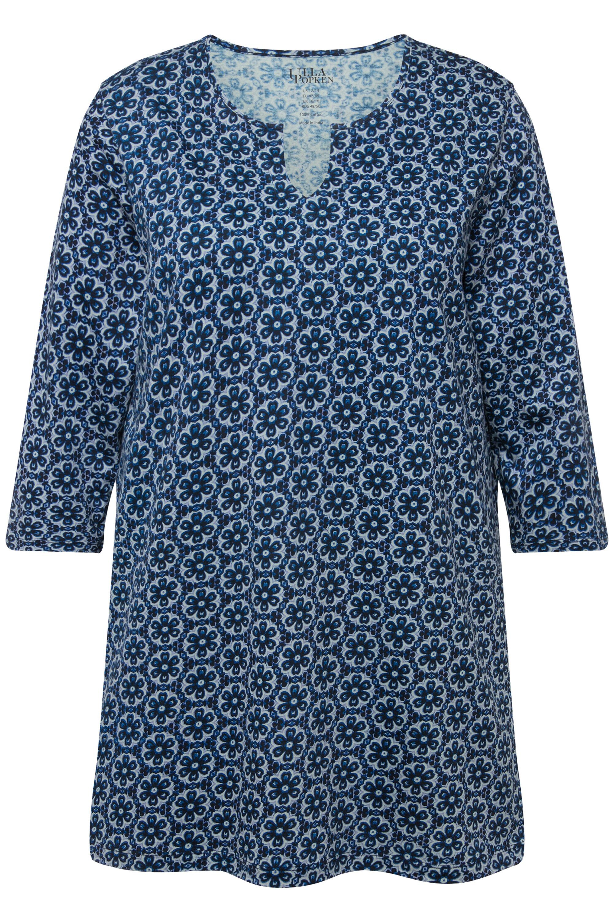 Ulla Popken Longshirt Longshirt Blüten Tunika-Ausschnitt günstig online kaufen