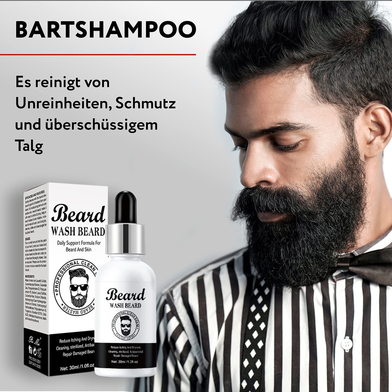P-Beauty Cosmetic Accessories Bartpflege-Set mit Shampoo Bartöl Pflegebalsam Wachs Geschenkset Männer, 1-tlg.