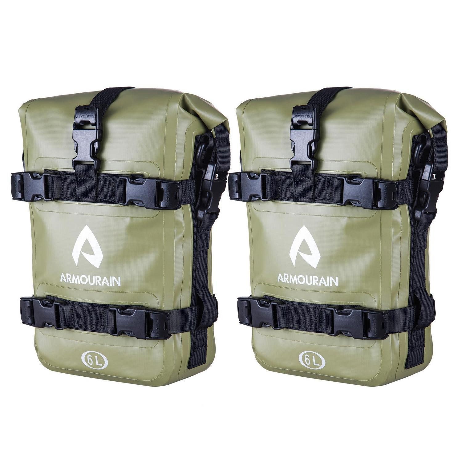 Satteltasche Sturzbügeltasche Motorrad Seitentasche Wasserdicht 12L Pvc Armeegrün