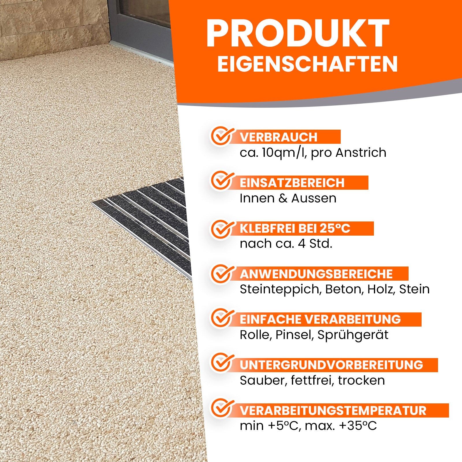 BEKATEQ Universalgrundierung BK-637PU 1K PU Grundierung für aussen, rasante Trocknung, hohe Reichweite - geeignet für Beton, Stein, Stahl, Holz, Fliesen -, Steinteppich Balkon Terrasse Boden Haftgrund Tiefengrund BK-637PU, Rostbeständig, Schnelltrocknend, UV-beständig, Wetterbeständig