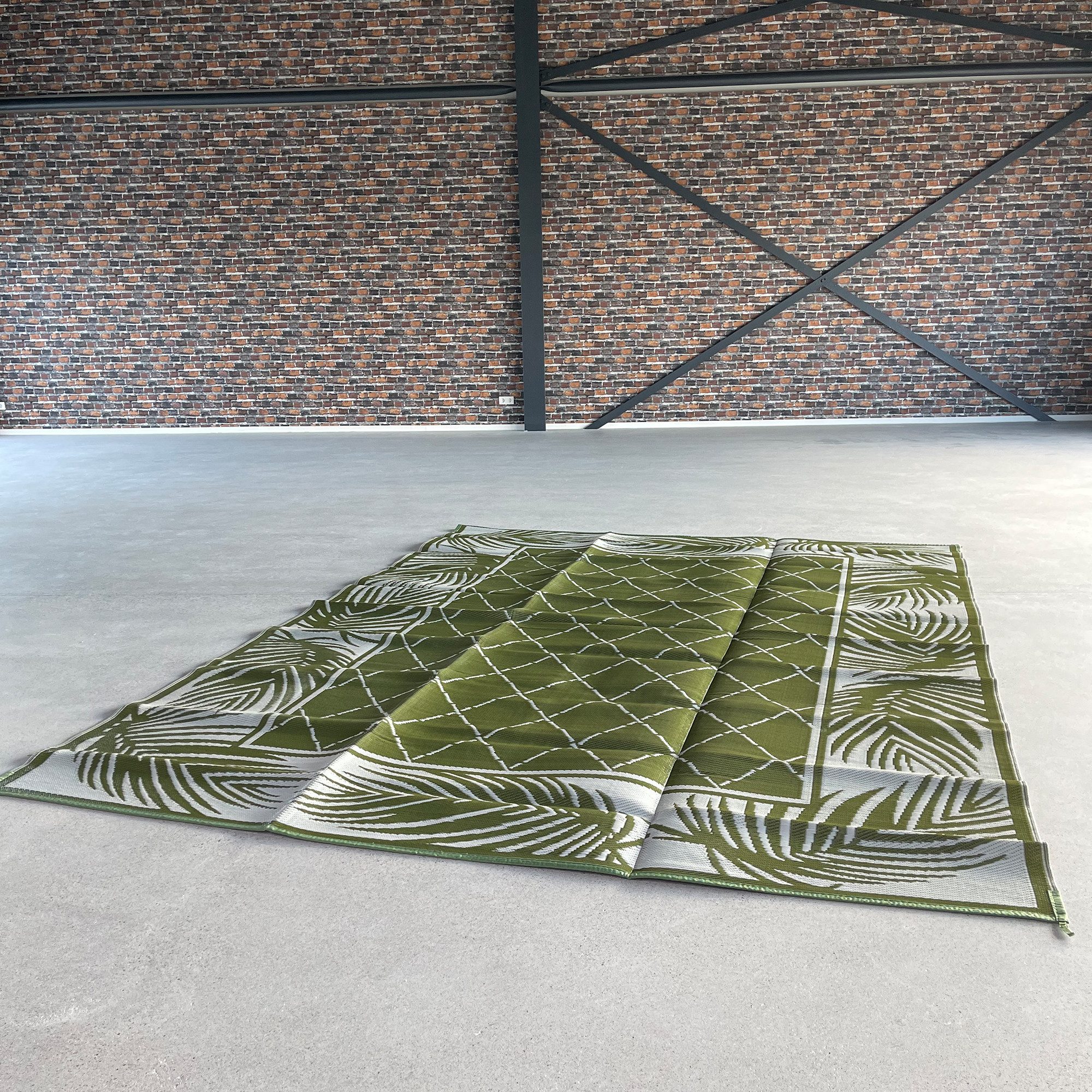 MANDALIKA Garden Outdoorteppich XXL Outdoor Wendeteppich Teppich wetterfest grün Palme 270 x 360 cm