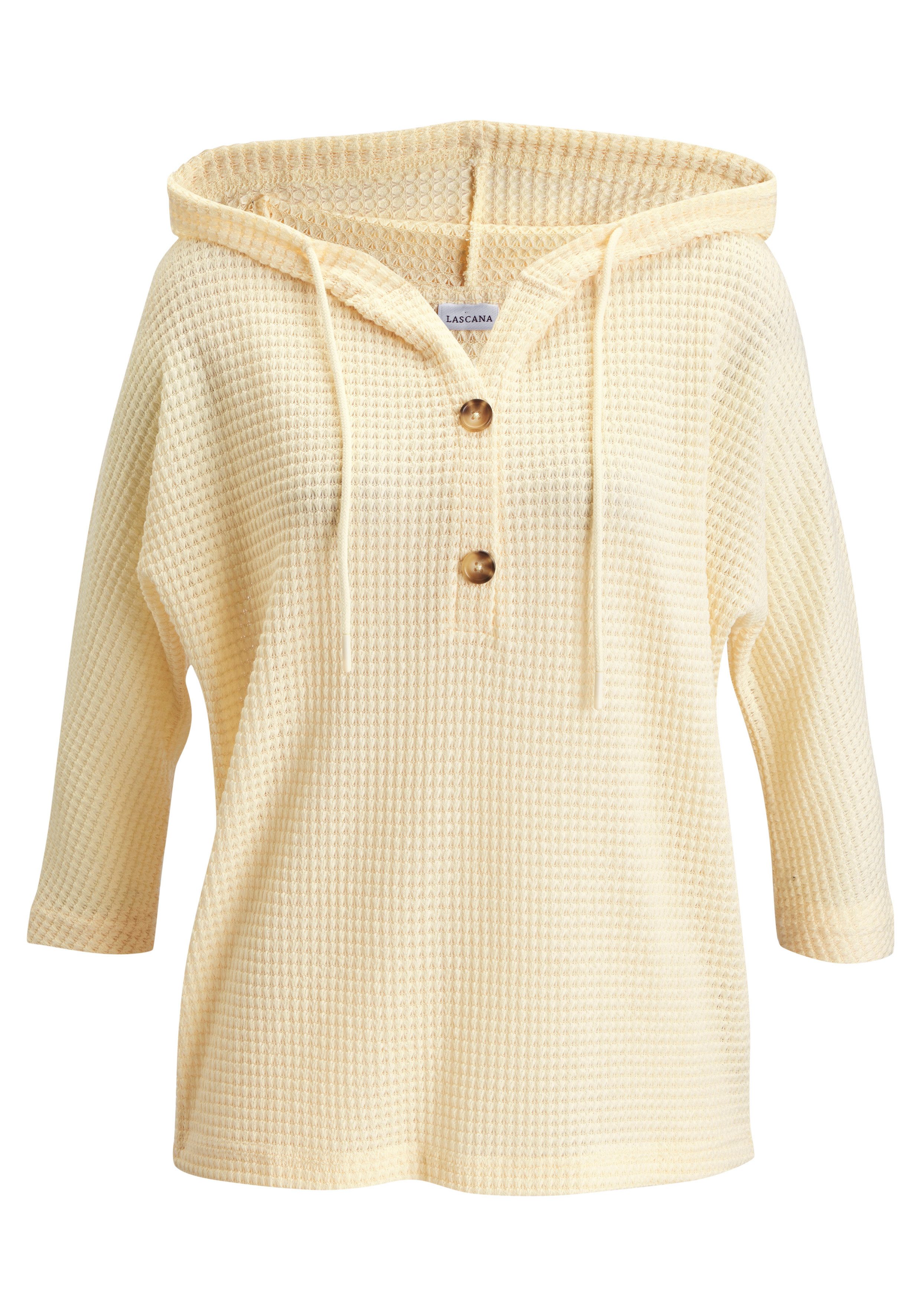 LASCANA Kapuzenshirt aus sommerlichem Waffelstrick Sommerhoody mit Knopfleiste. € 29,99, (€ 29,99 pro 1 Stk).