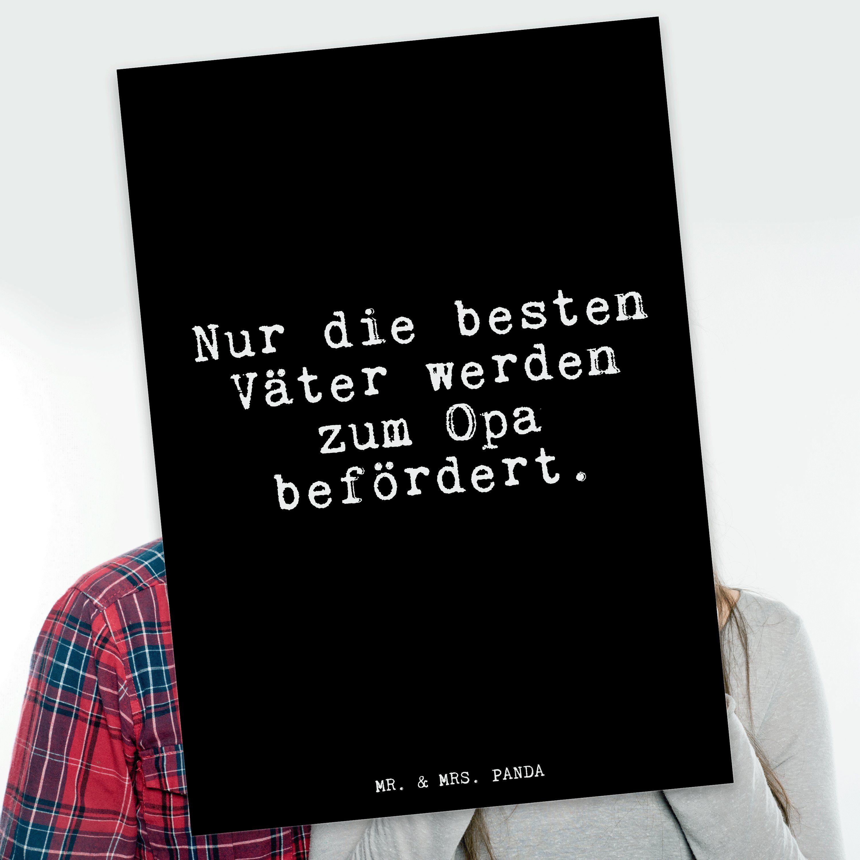Mr. & Mrs. Panda Postkarte »Nur die besten Väter... Schwarz