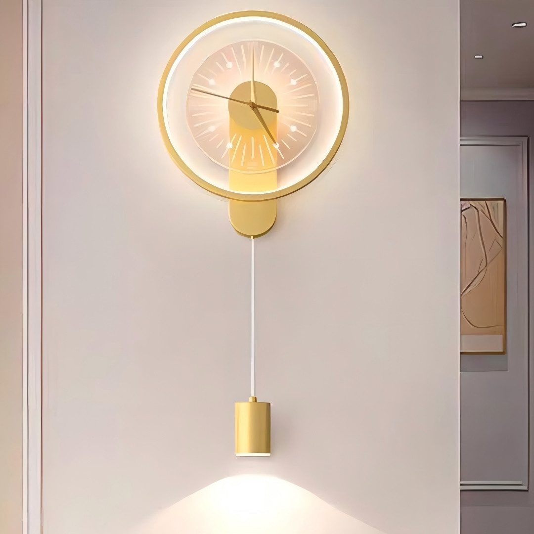 Forrlite Wandleuchte Innen, LED Wandleuchte, Wandlampe mit Uhr, LED fest in günstig online kaufen