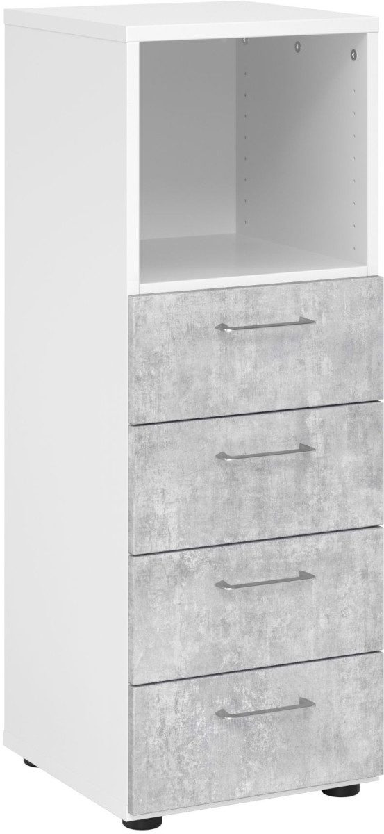 HAMMERBACHER Regal Regal 3OH 40x42x110cm 4 Schübe BS Weiß/Beton