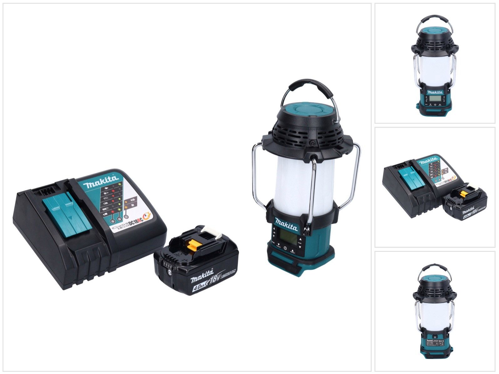 Makita Baustrahler DMR 055 RM1 Akku Radio 18 V FM mit Laterne 360° Taschenlampe + 1x