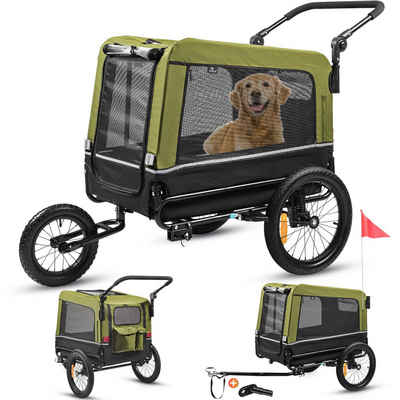 VESKA Fahrradhundeanhänger Hundeanhänger 3in1 Fahrradanhänger, Hundebuggy, Jogger für Hunde, großer Laderaum 240 Liter, Hundewagen mit Dual Federung, faltbar