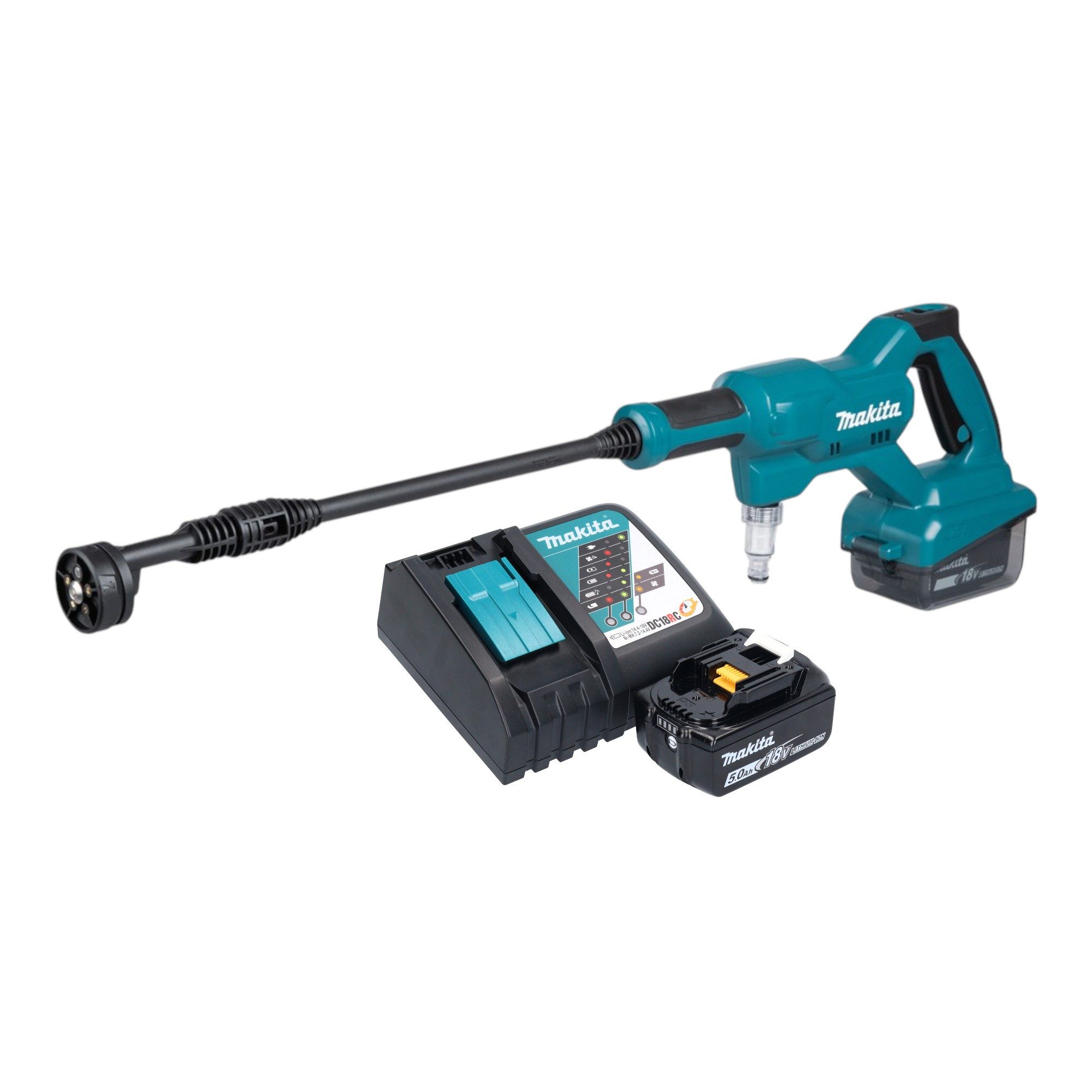 Makita Hochdruckreiniger DHW 180 RT1 Akku Druckreiniger 18 V 24 bar + 1x Akku 5,0 Ah