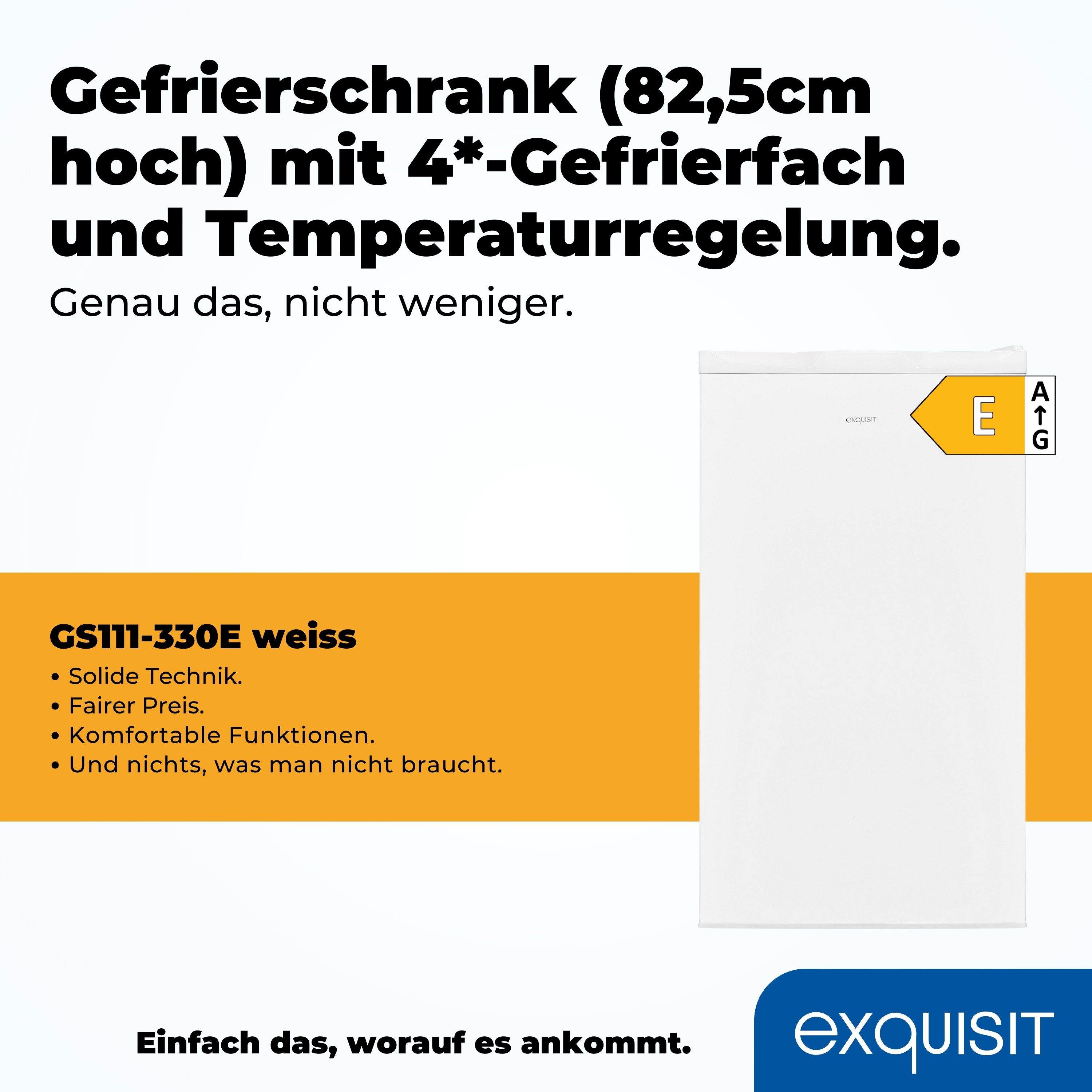 exquisit Gefrierschrank GS230-H-040E weiss, 142,6 cm hoch, 54,4 cm breit, Viel Platz, starke Gefrierleistung