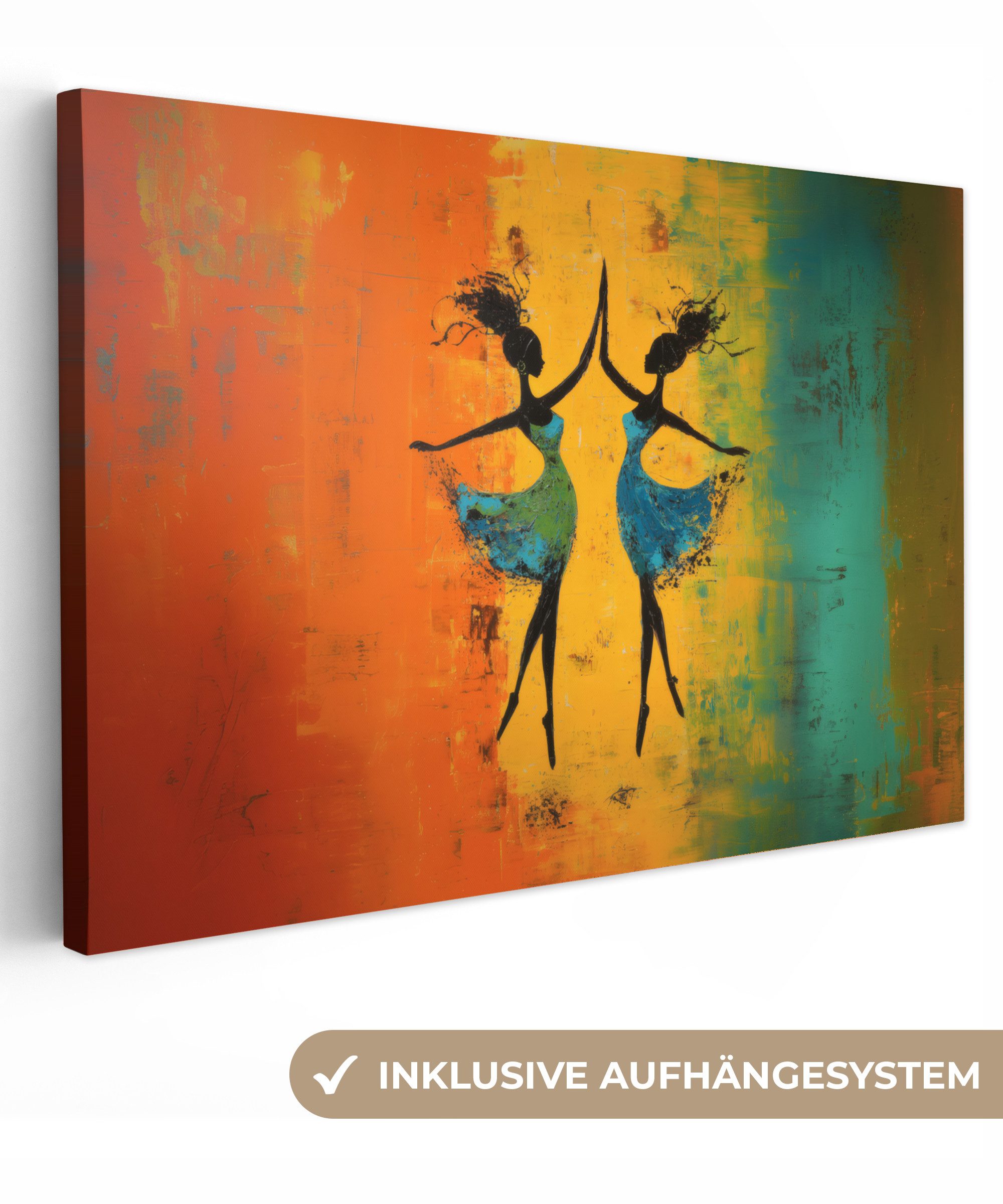 OneMillionCanvasses® Leinwandbild Tanzen - Frauen - Farbtextur, Fotodruck ( günstig online kaufen