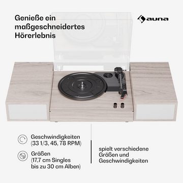 Auna TT-Play 2x10W BT RCA-Out 3 speed light wood Plattenspieler (Riemenantrieb, Bluetooth, Bluetooth RCA 3 Speed Schallplattenspieler Audio Home)