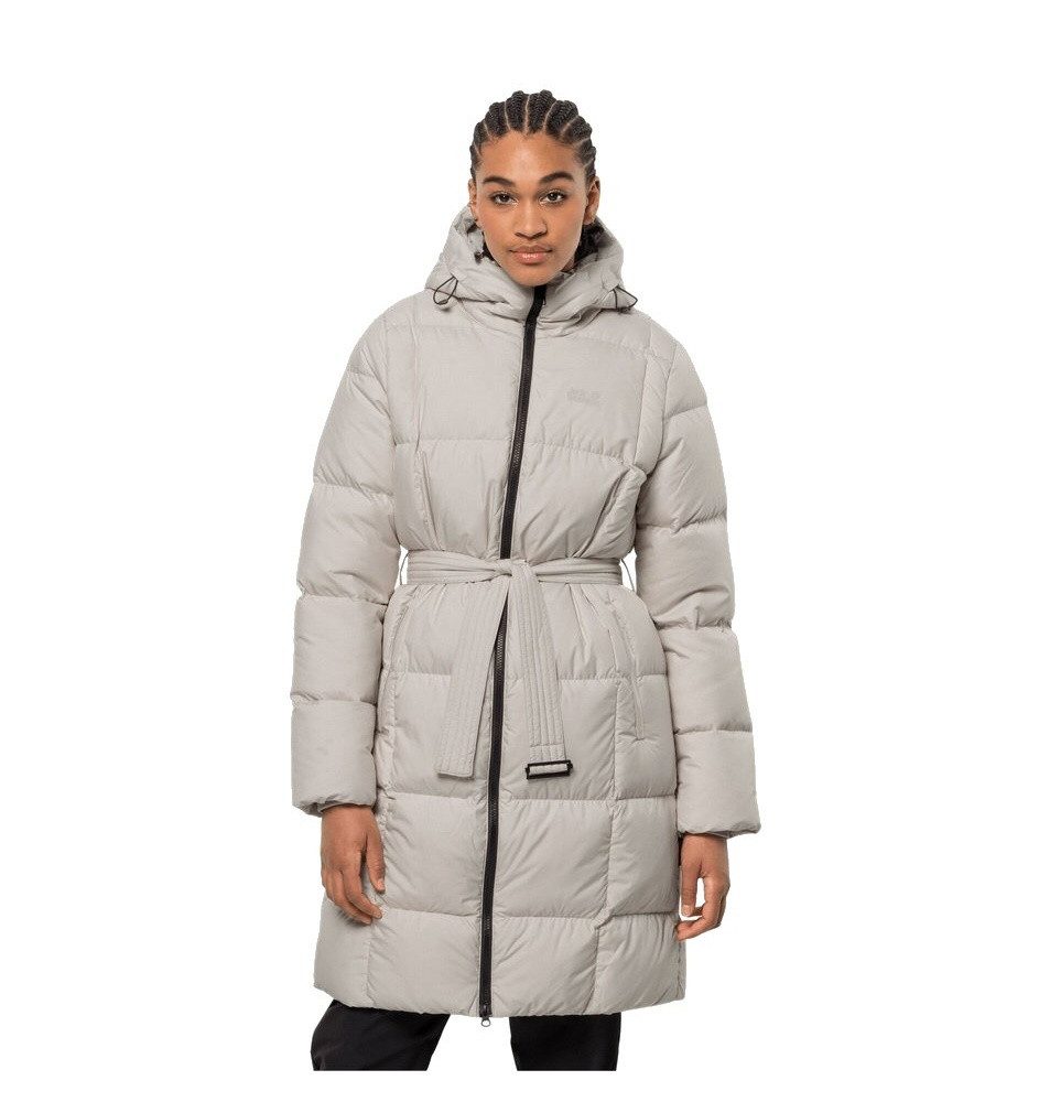 Jack Wolfskin Daunenmantel Frozen Lake Coat (winddicht, wasserabweisend) perlenweiss Damen