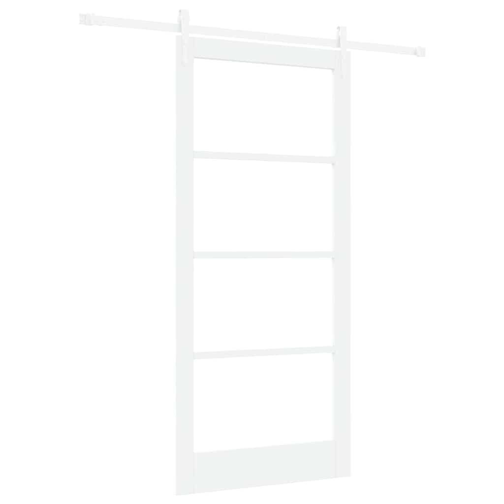 vidaXL Haustür Schiebetür 93 x 202 cm Massivholz Kiefer und Glas Weiß (1-St)