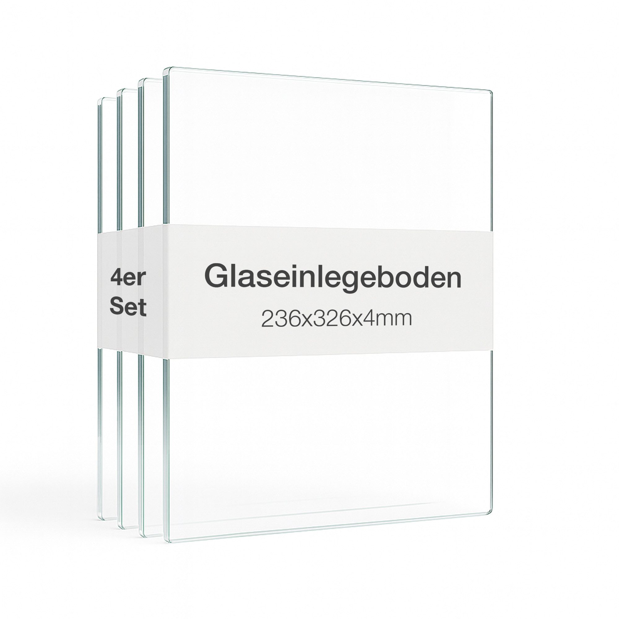 K-Möbel Glasvitrine Glasboden Standvitrine 1-türig 4er Set (4-St) Inkl Abdeckkappen und Bodenträger