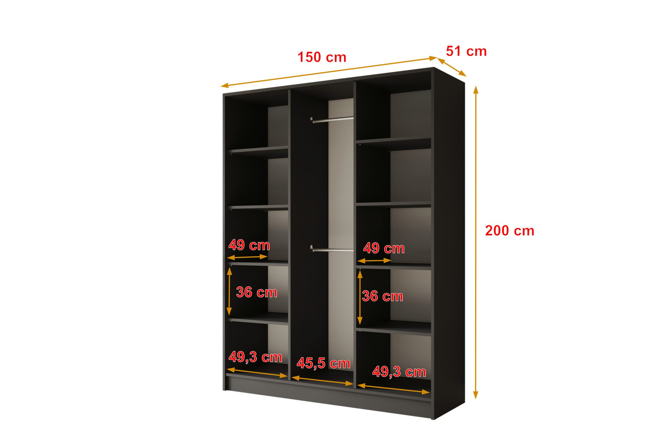 ALTDECOR Drehtürenschrank GELE (Kleiderschrank Garderobenschrank mit viel Stauraum, Moderner Schrank) – Bild 3 von 5