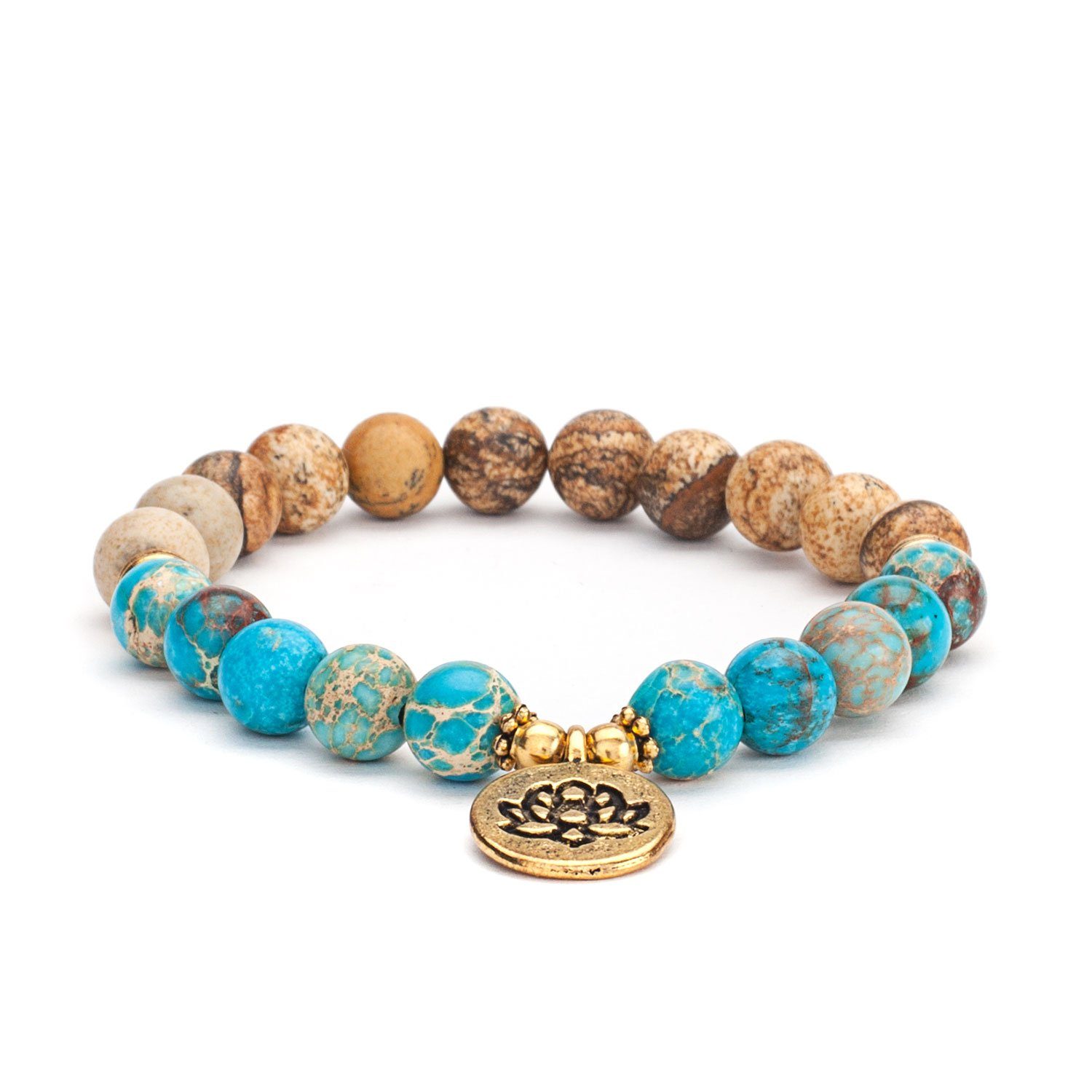 bodhi Perlenarmband »Mala Armband mit Jaspis und Türkis, Modeschmuck«  online kaufen | OTTO