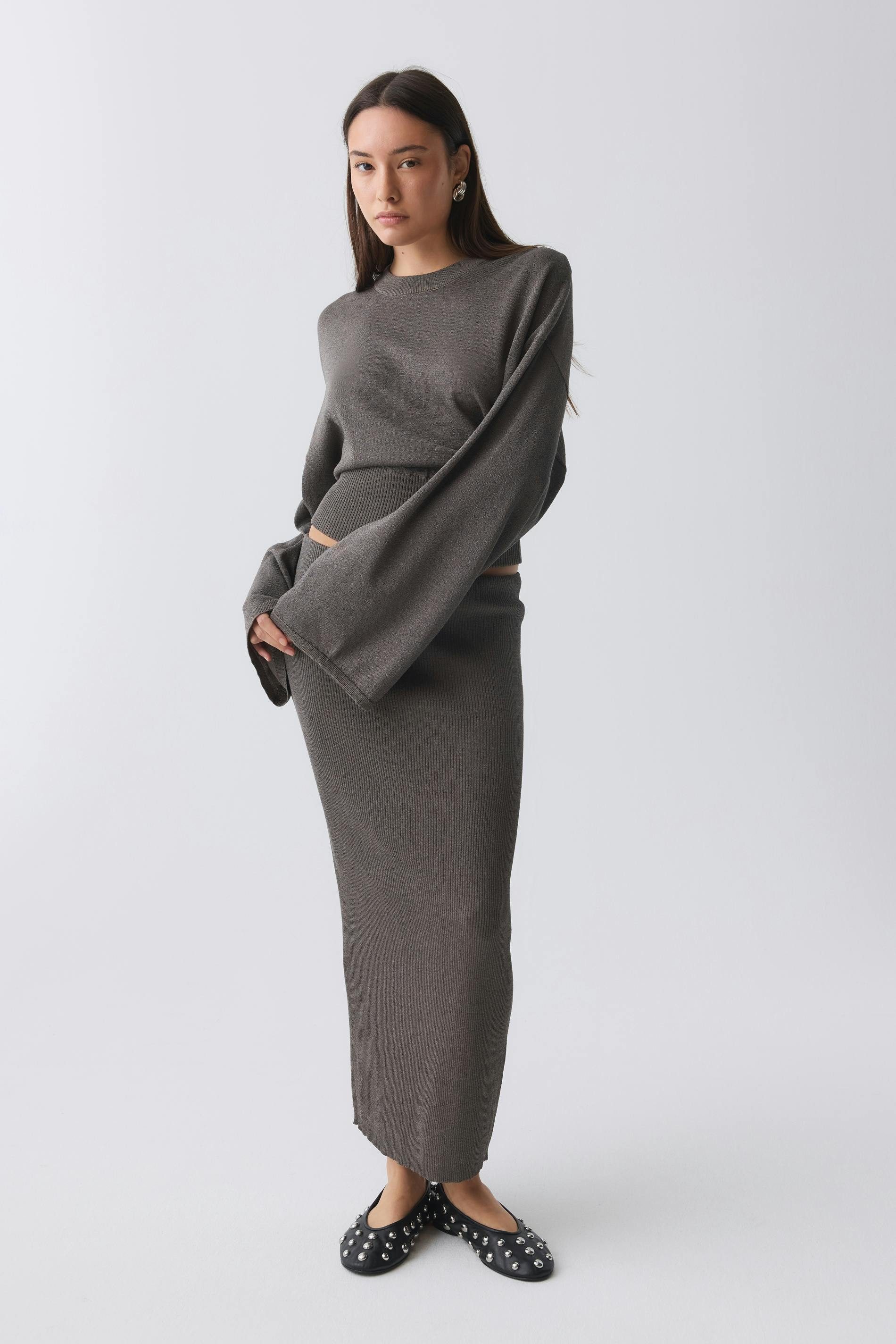 Gina Tricot Midirock Knitted metallic skirt