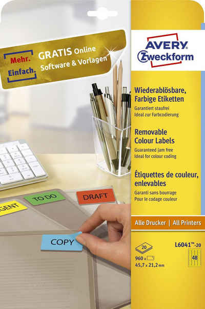 Avery Zweckform Briefumschlag AVERY Zweckform Mini-Etiketten, 45,7 x 21,2 mm, gelb