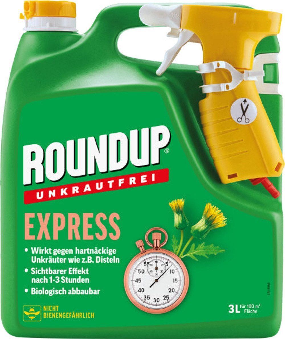 ROUNDUP Unkrautbekämpfungsmittel Roundup Express Unkrautfrei Sprühsystem 3 Liter Anwendungsfertig
