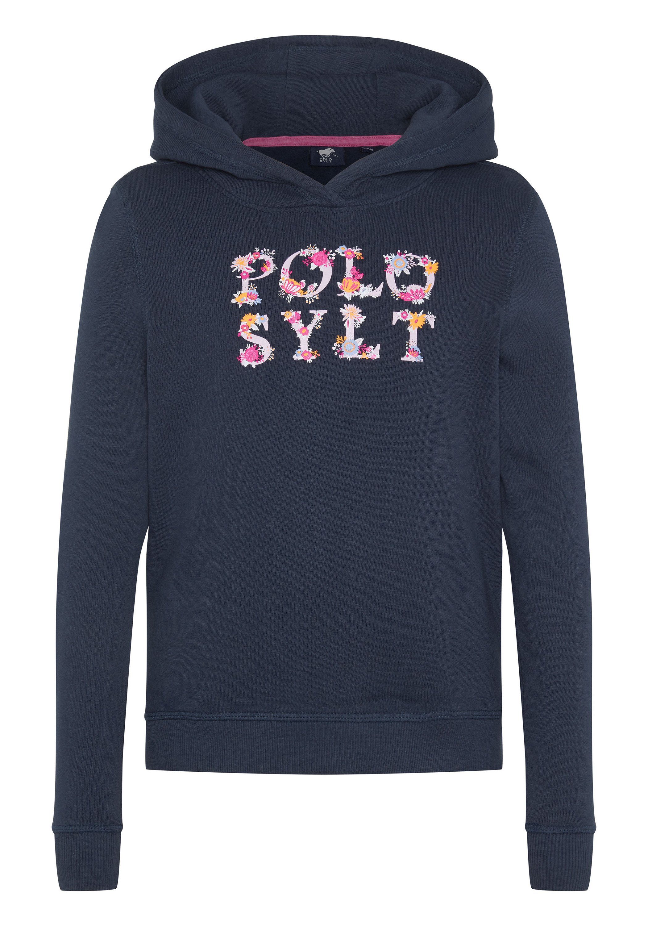 Polo Sylt Sweatshirt mit floralem Logodesign 19-4010 Total Eclipse