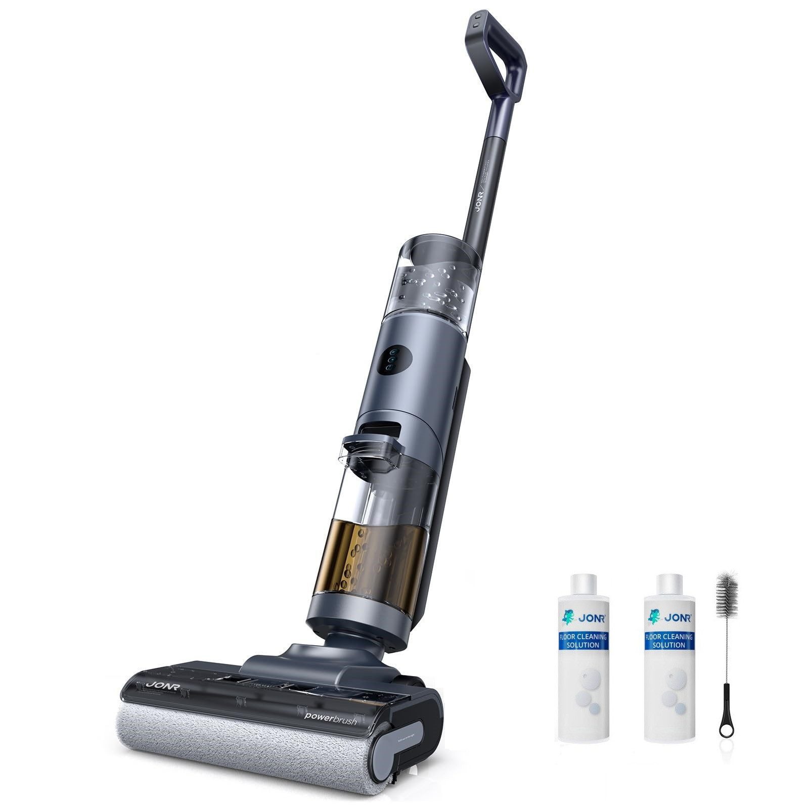 JONR Nass-Trocken-Akkusauger ED12 Pro Heißwasser-Selbstreinigung Heißluft-Trocknung, LED-Display, Dreikantenreinigung Kabelloser Saugwischer, 850mL Wassertank, Dreikantenreinigung, Anti-Verwirrungs-Haar für Hartböden, Tierhaare