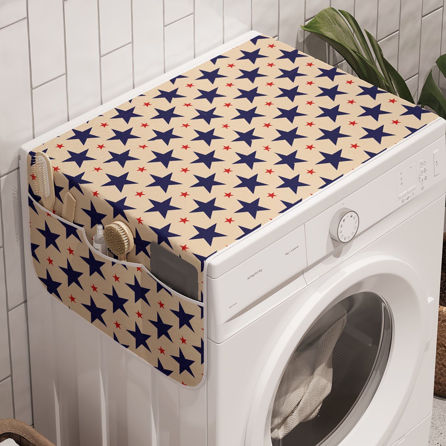 Abakuhaus Badorganizer Anti-Rutsch-Stoffabdeckung für Waschmaschine und Trockner, Star Grunge Themed Muster